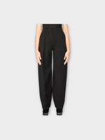 Jacquemus Jacquemus Trousers, Black, Le Pantalon Paseo High Rise Wide Leg Curved Suit Pants In Black