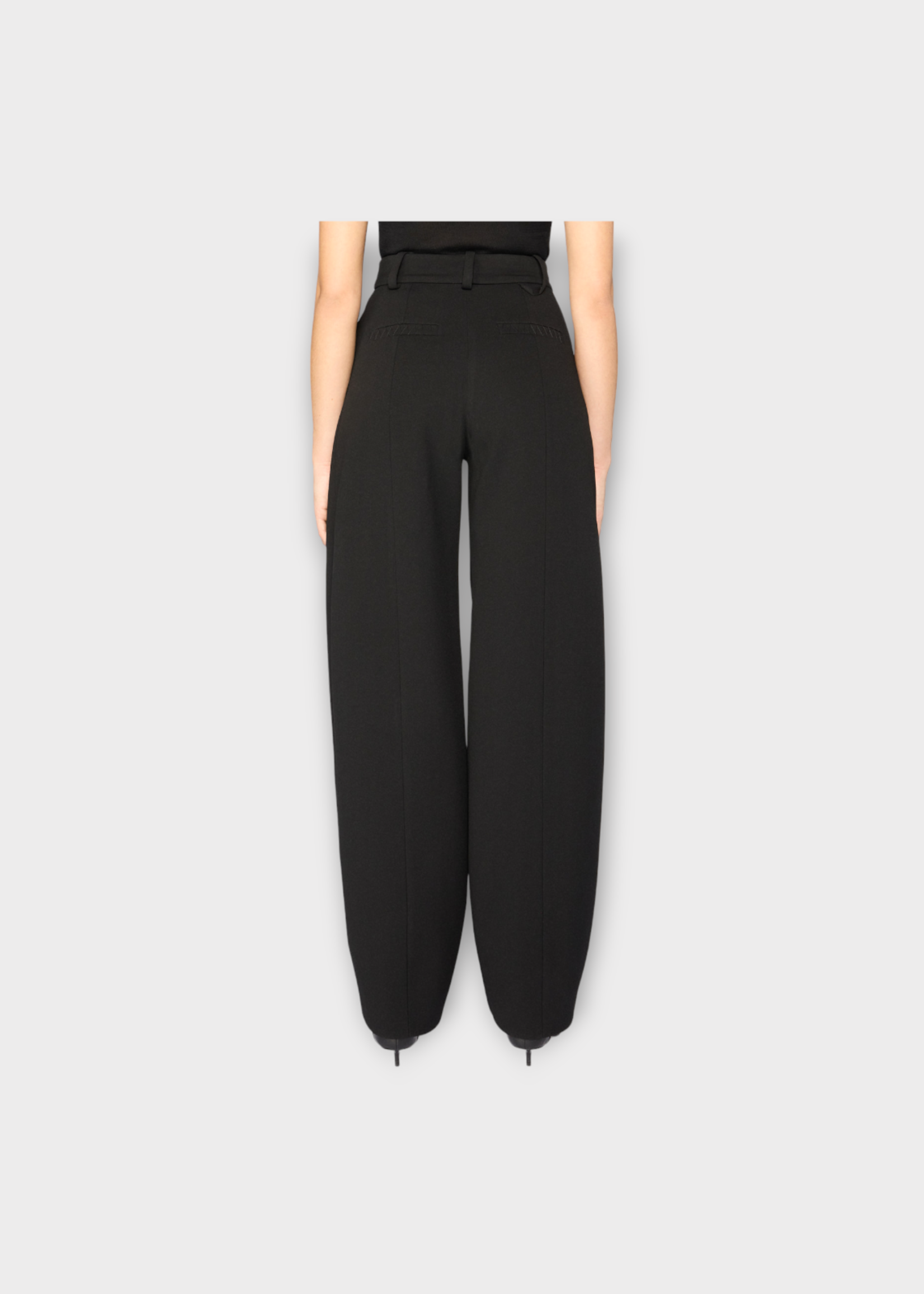 Jacquemus Jacquemus Trousers, Black, Le Pantalon Paseo High Rise Wide Leg Curved Suit Pants In Black