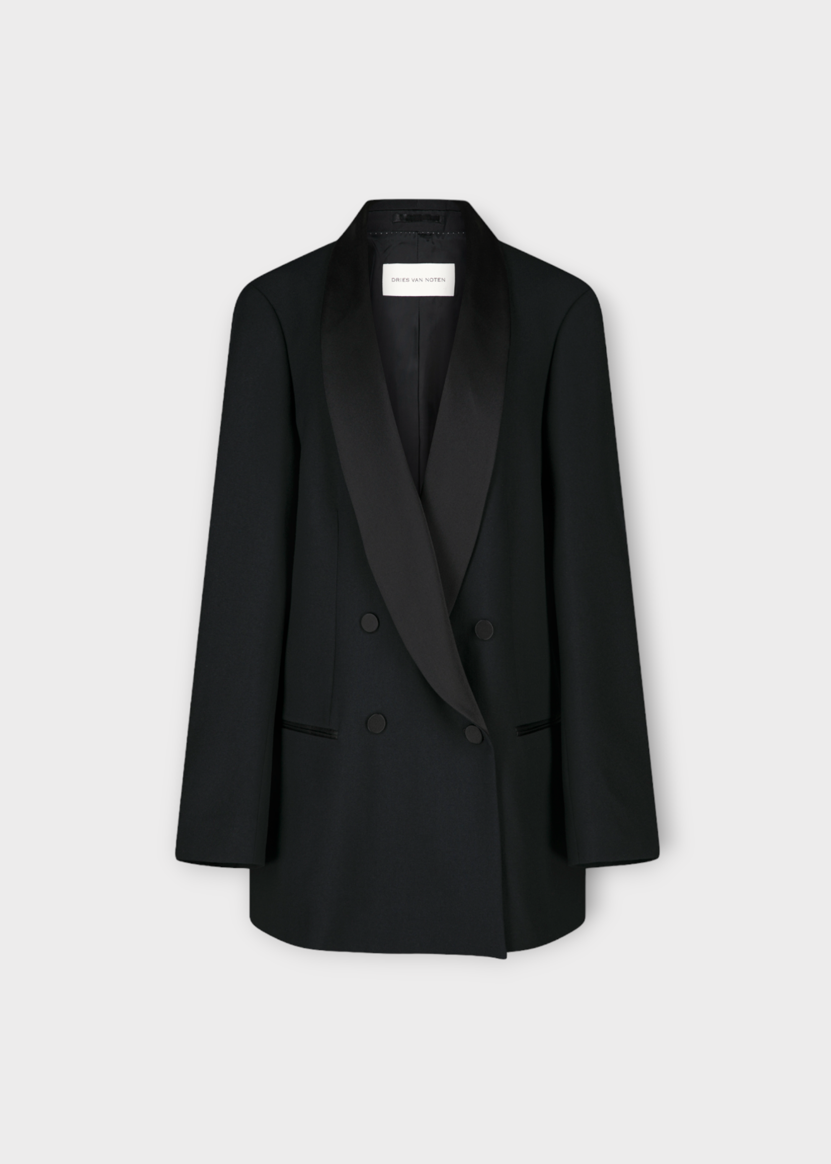Dries Van Noten Dries Van Noten Jacket, Black, Blinker Wool Single Breasted Blazer In Black w/ Satin Collar