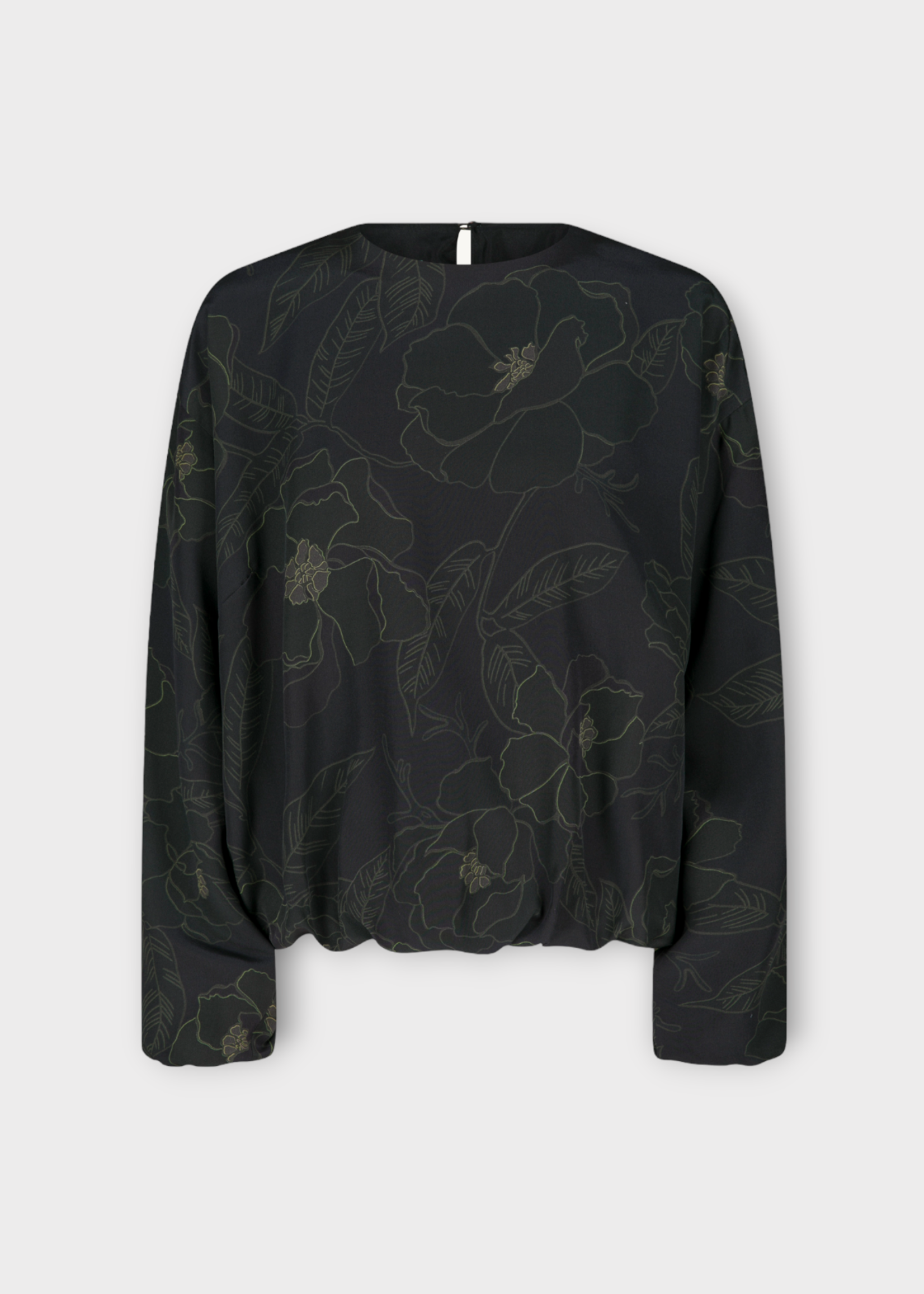 Dries Van Noten Dries Van Noten Shirt, Print, Capo Silk Georgette Loose Fit Crew Neck In Black w/ Printed Abstract Floral Motif