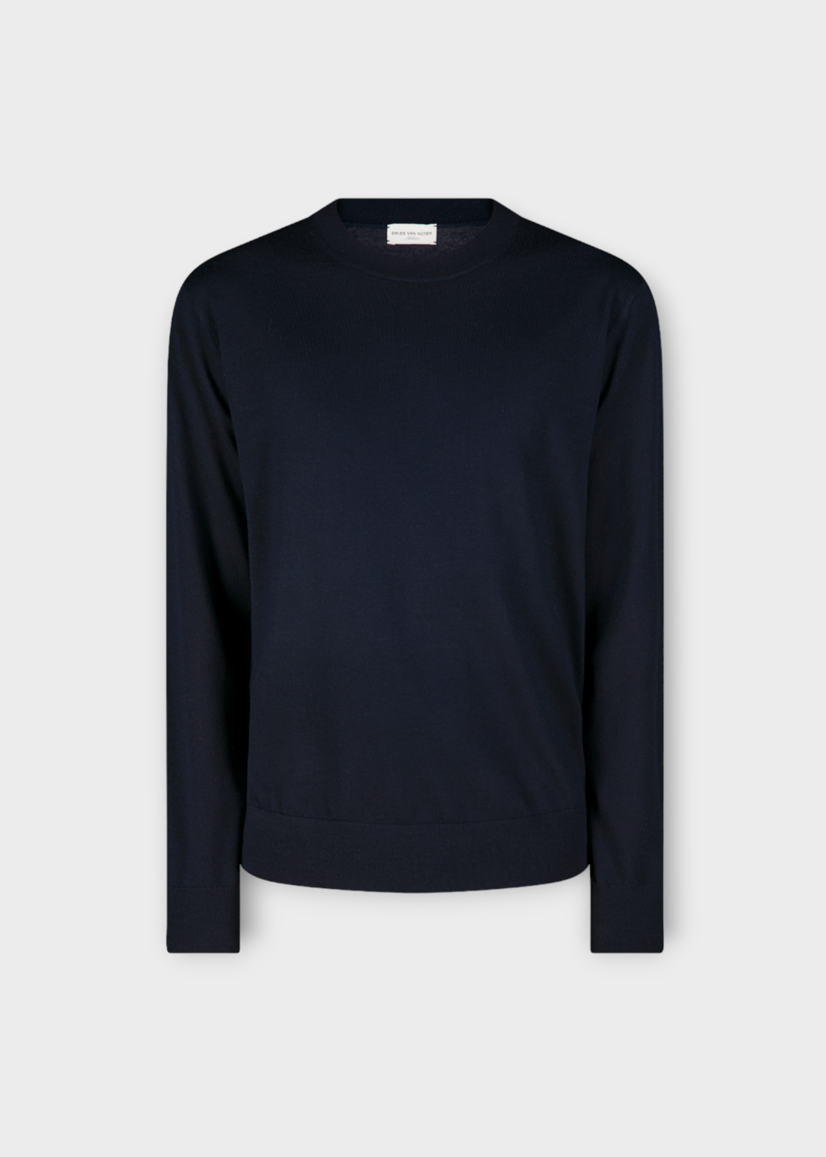 Dries Van Noten Dries Van Noten Sweatshirt, Navy, Murton Merino Wool Classic Fit Crew Neck Sweater In Navy