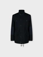 Dries Van Noten Dries Van Noten Jacket, Navy, Valkoy Virgin Wool Gabardine High Collar Jacket In Navy & Blue w/ Pockets