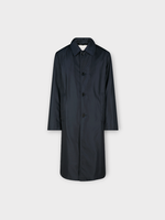 Dries Van Noten Dries Van Noten Coat, Navy, Rankle Collared Button Up Water Repellent Coat In Craft Hand In Navy