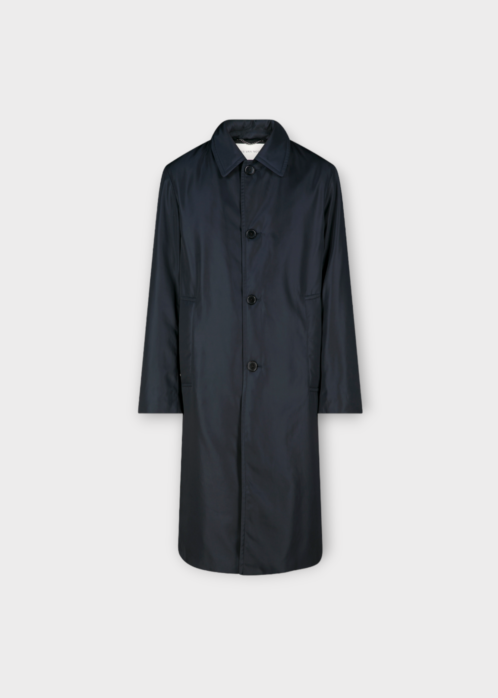 Dries Van Noten Dries Van Noten Coat, Navy, Rankle Collared Button Up Water Repellent Coat In Craft Hand In Navy