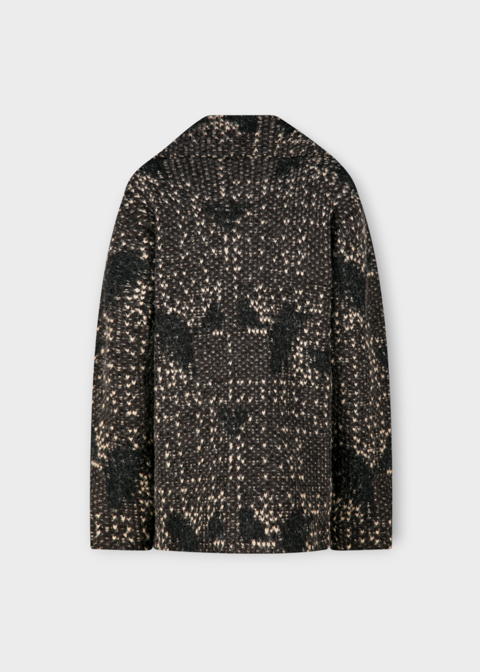 Dries Van Noten Dries Van Noten Knitwear, Brown, Montay Wool Collared Button Up Cardigan In Dark Brown & Black w/ Pockets