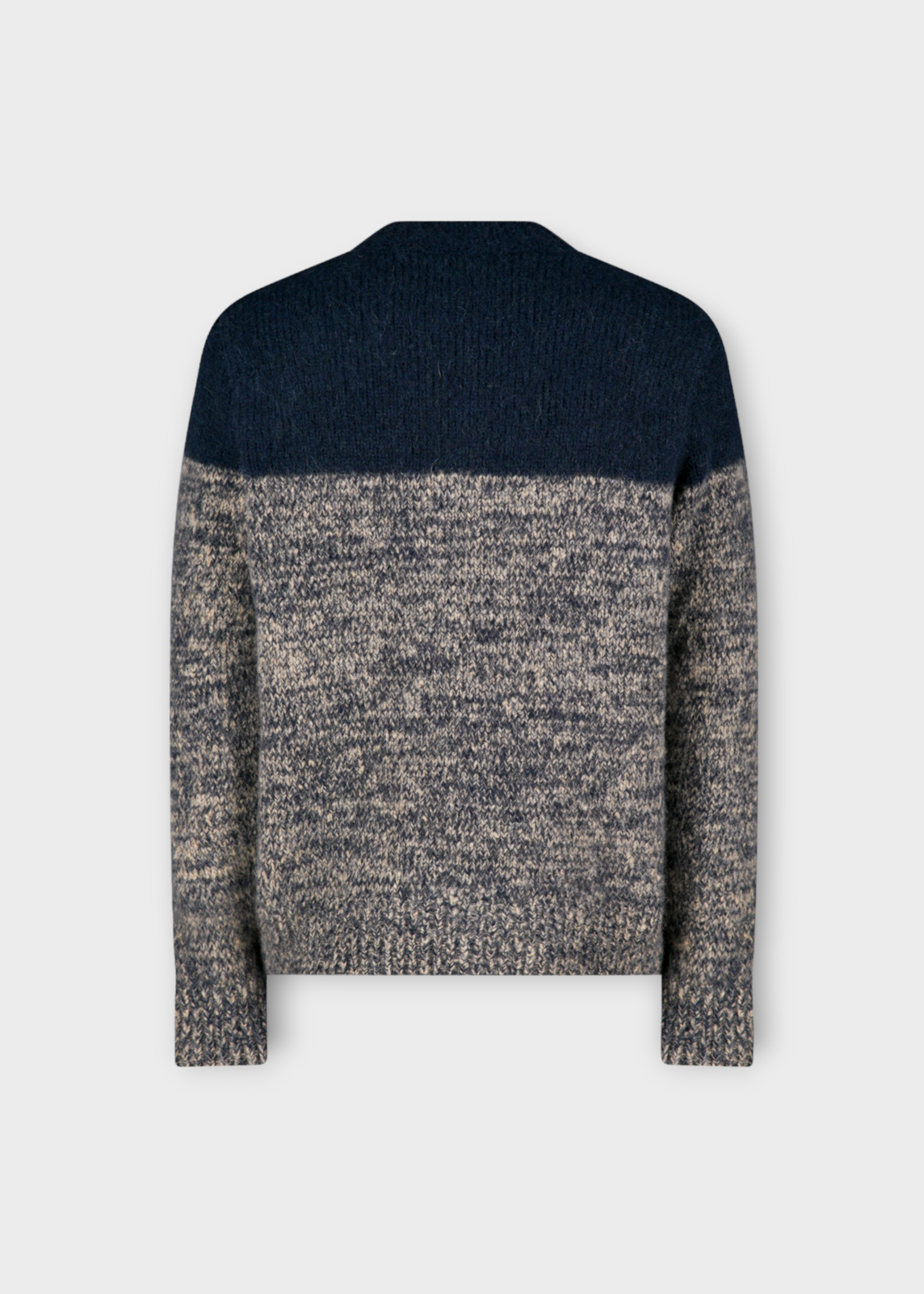 Dries Van Noten Dries Van Noten Sweatshirt, Multi, Moritz Wool Mix Loose Fit Crew Neck Block Colour Sweater In Navy & Grey