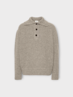 Dries Van Noten Dries Van Noten Knitwear, Grey, Mudra Wool High Buttoned Neck Polo Sweater In Grey Melange