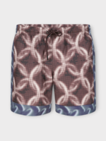 Dries Van Noten Dries Van Noten Swimwear, Print, Phibbs Nylon Drawstring Waist Swim Shorts In Brown w/ Engineered & Blue Pixel Chain Print