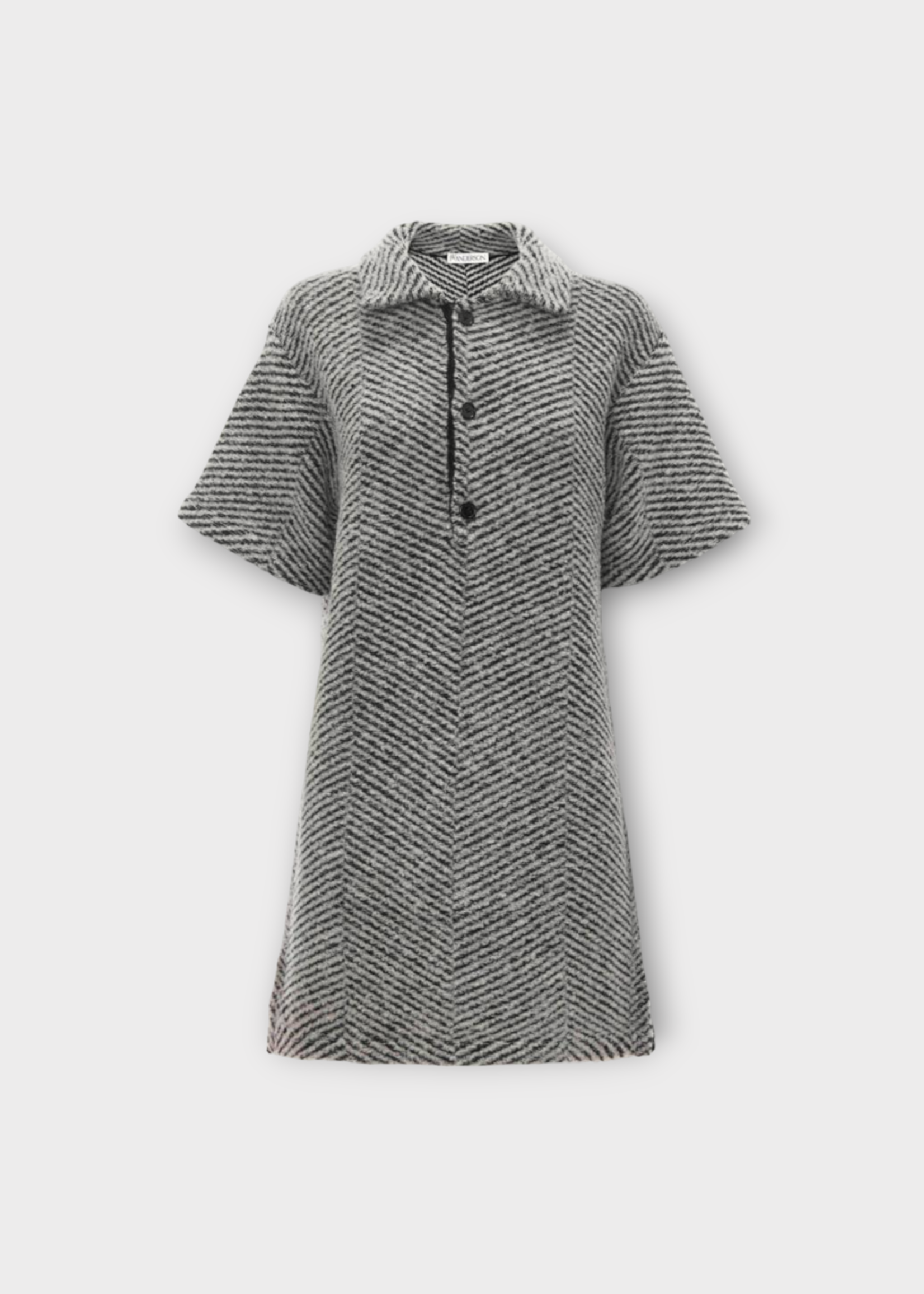 J.W. Anderson J.W. Anderson Dress, Multi, Wool Mix Relaxed Fit Short Sleeve Polo Dress In White & Black