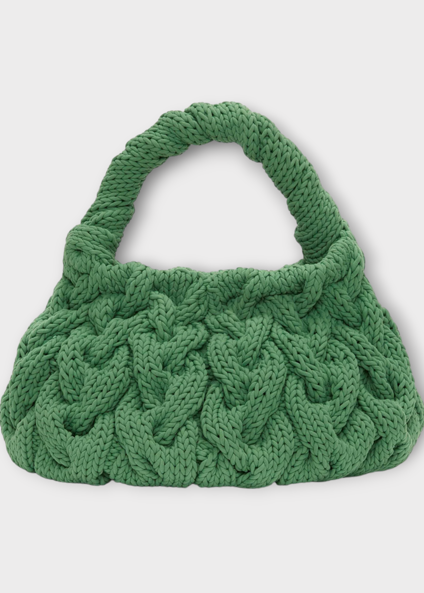 J.W. Anderson J.W. Anderson Bag, Green, Elastic Cord Cable Knit Top Handle Hand Bag In Green