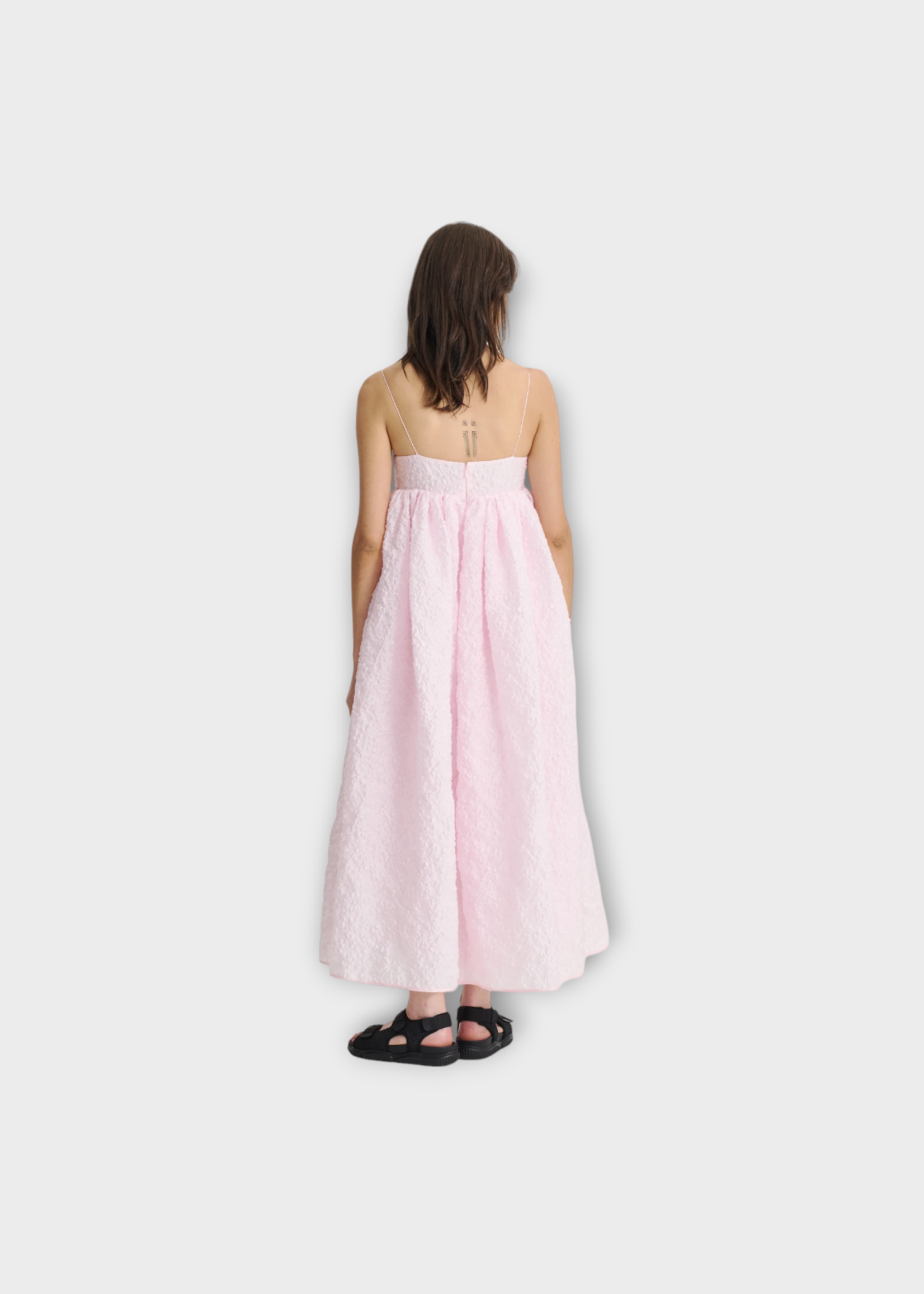 Cecilie Bahnsen Cecilie Bahnsen Dress, Pink, Beth Grasmere Matelassé Voluminous Strap Dress In Rosewater