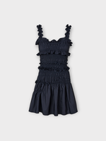 Cecilie Bahnsen Cecilie Bahnsen Dress, Navy, Oona Recycled Faille Fitted Strap Dress In Navy w/ Smock Details