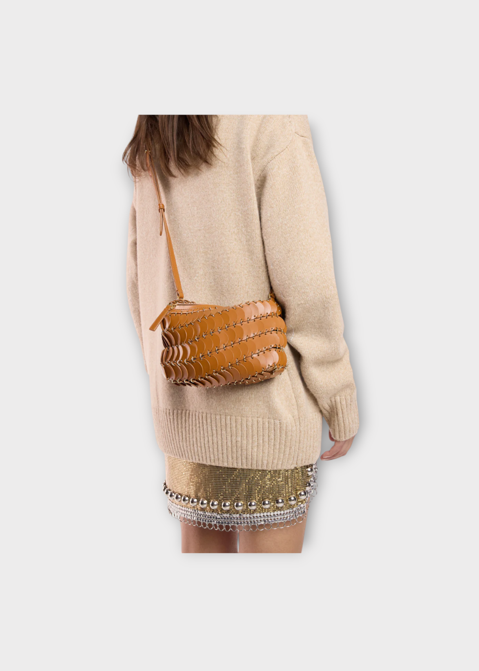 Rabanne Rabanne Bag, Brown, Calfskin Bandouliere Shoulder Bag In Rust