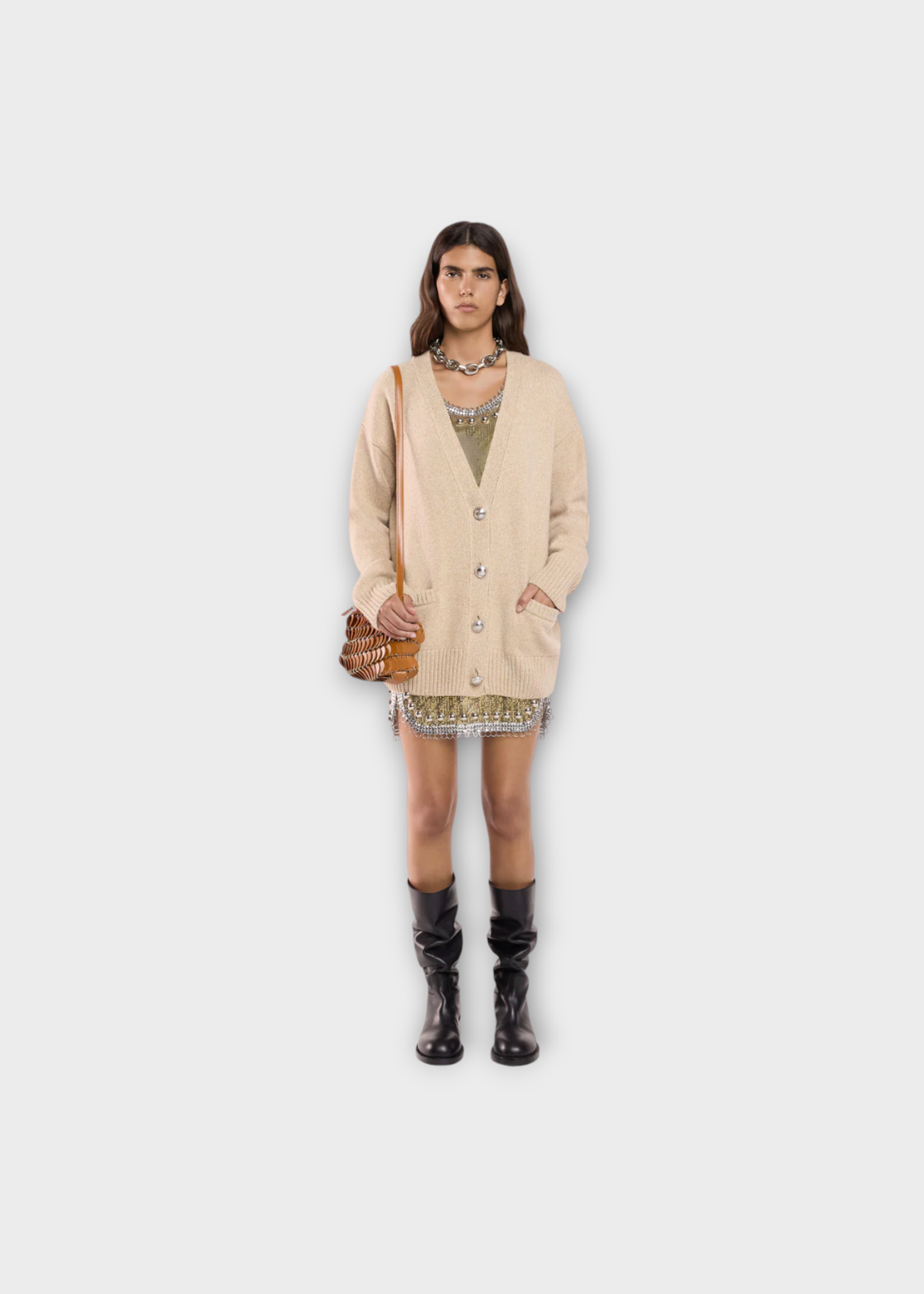 Rabanne Rabanne Bag, Brown, Calfskin Bandouliere Shoulder Bag In Rust