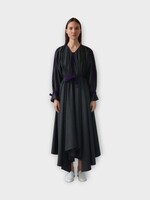 Maison Rabih Kayrouz Maison Rabih Kayrouz Dress, Grey, V-Neck Long Sleeve Belted Long Dress In Anthracite & Purple