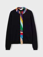 Emilio Pucci Emilio Pucci Knitwear, Black, Crew Neck Button Up Cardigan w/ Silk Edges Details