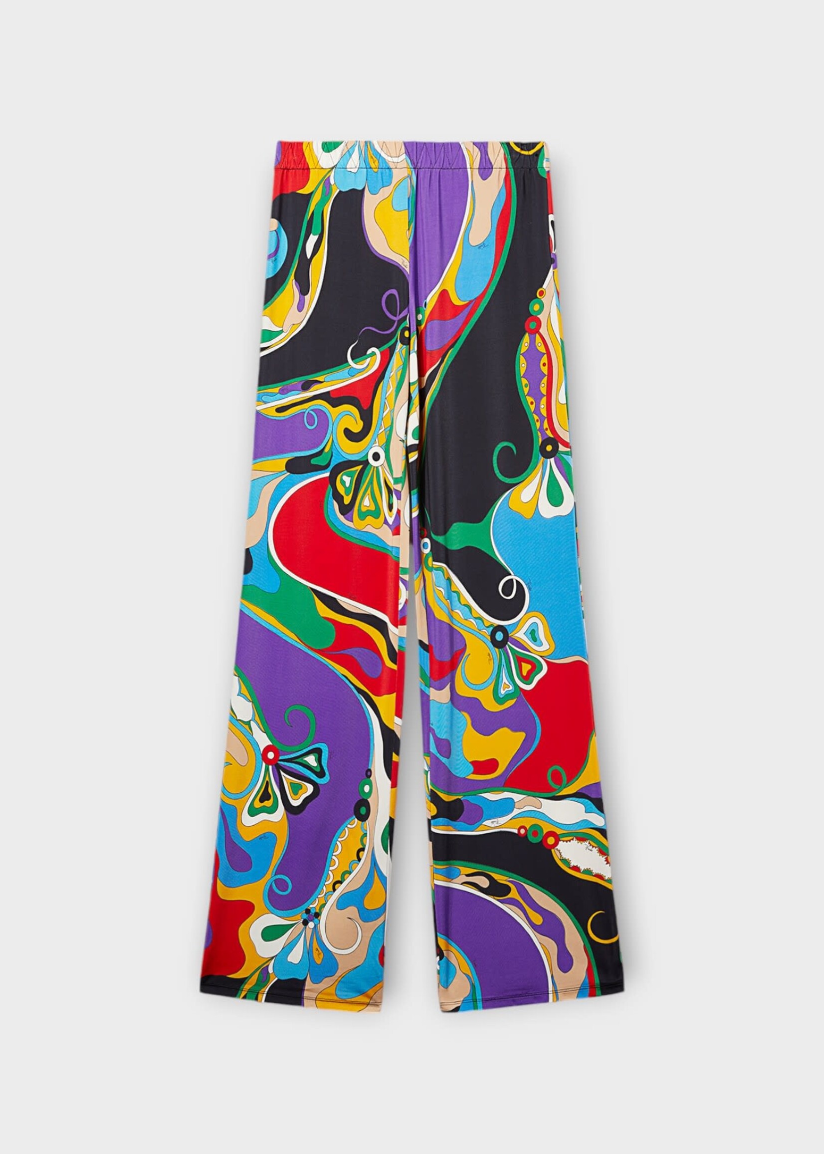 Emilio Pucci Emilio Pucci Trousers, Print, Satin Jersey Elastic Waist Pants In Multicolour Orchidee Print