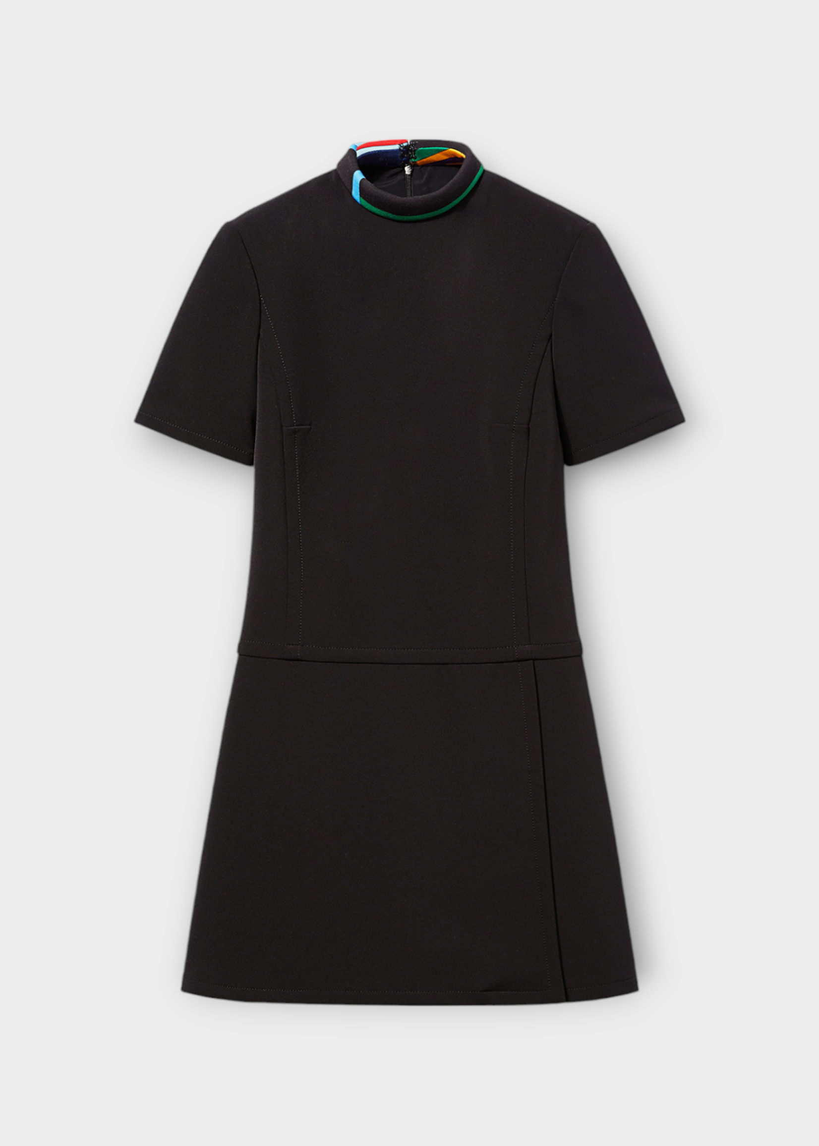 Emilio Pucci Emilio Pucci Dress, Black, Silk Scarf Neck Tailored A-Line Mini Dress