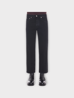 Lanvin Lanvin Jeans, Black, Cotton Denim Regular Fit Trousers w/ Back Leather Pocket Detail