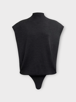 Alaia Alaia Top, Grey, Wool High Neck Cap Sleeves Square Body In Anthracite