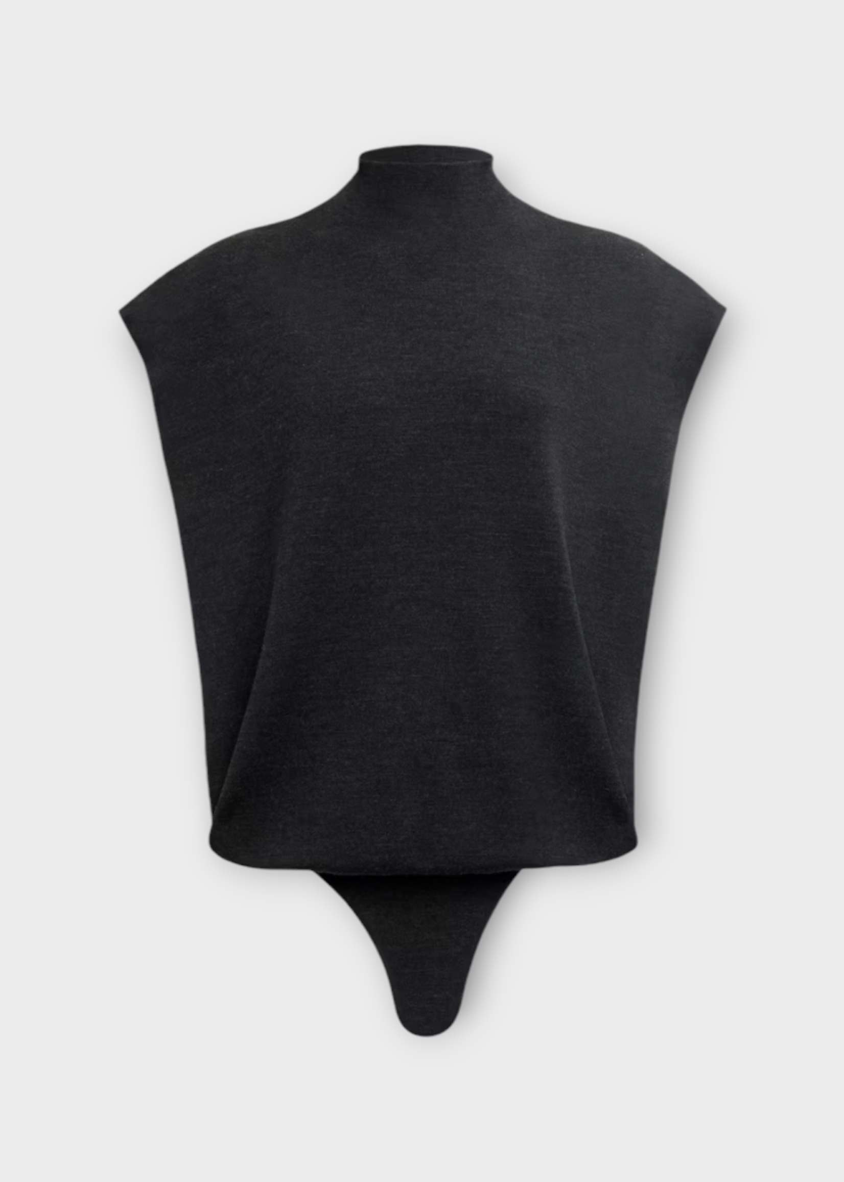 Alaia Alaia Top, Grey, Wool High Neck Cap Sleeves Square Body In Anthracite