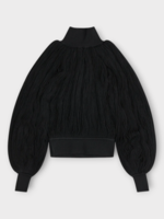 Alaia Alaia Knitwear, Black, Wool High Neck Knitted Fringes Jumper In Noir Alaia