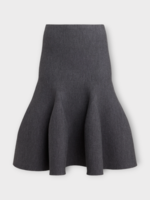 Alaia Alaia Skirt, Grey, Wool Sculptural Godet Knit Midi Skirt In Gris Chine