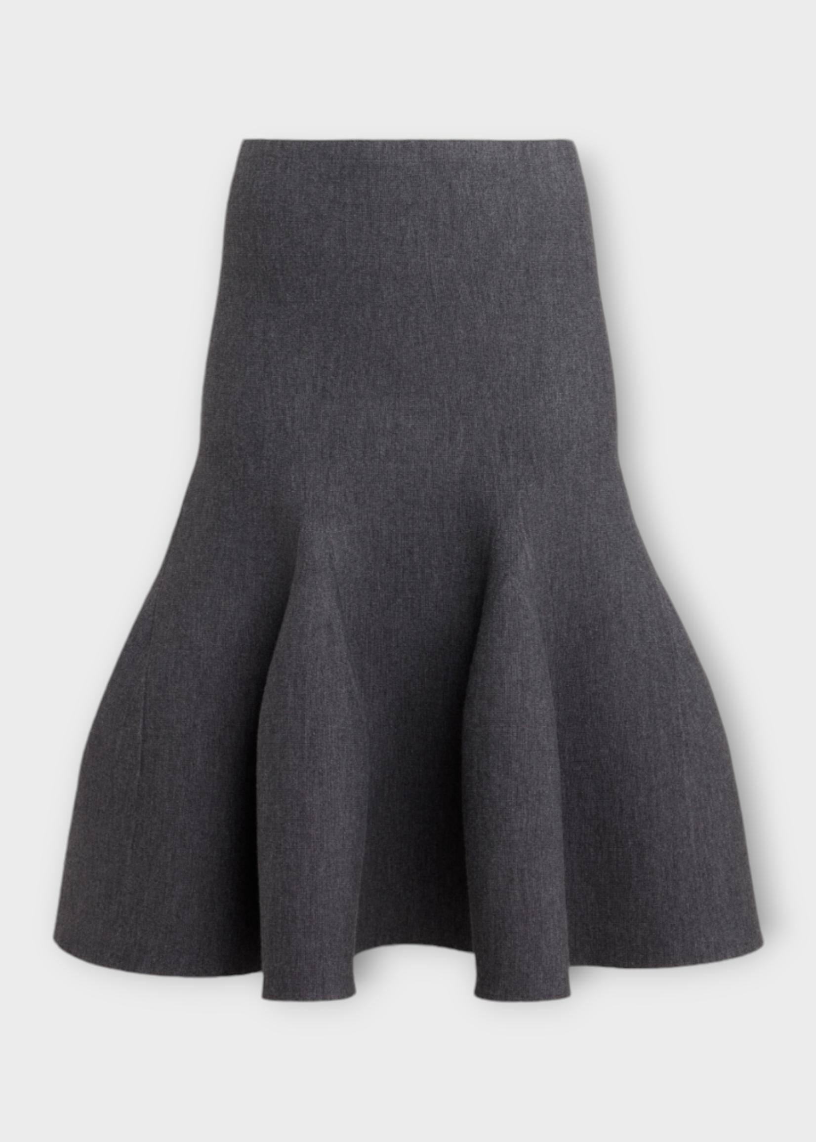 Alaia Alaia Skirt, Grey, Wool Sculptural Godet Knit Midi Skirt In Gris Chine