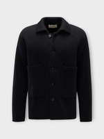Lisa Yang Lisa Yang Knitwear, Black, Louis Cashmere Collared Button Up Cardigan Jacket In Black w/ Patches