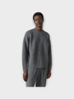 Lisa Yang Lisa Yang Knitwear, Grey, Zion Cashmere Crew Neck Bouclé Knitted Sweater In Speckled Graphite