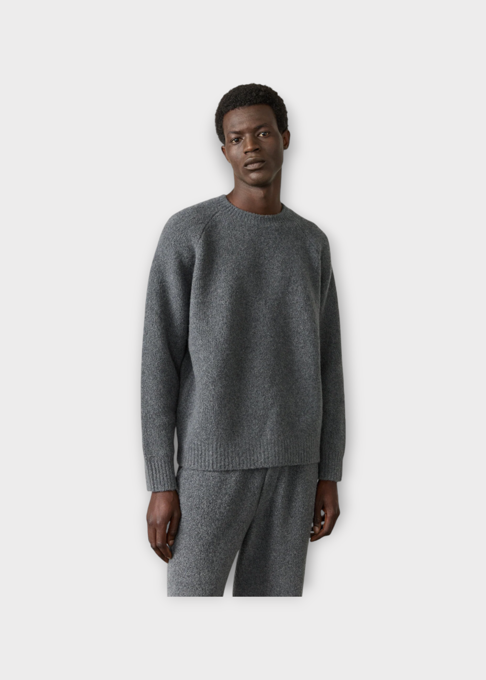 Lisa Yang Lisa Yang Knitwear, Grey, Zion Cashmere Crew Neck Bouclé Knitted Sweater In Speckled Graphite
