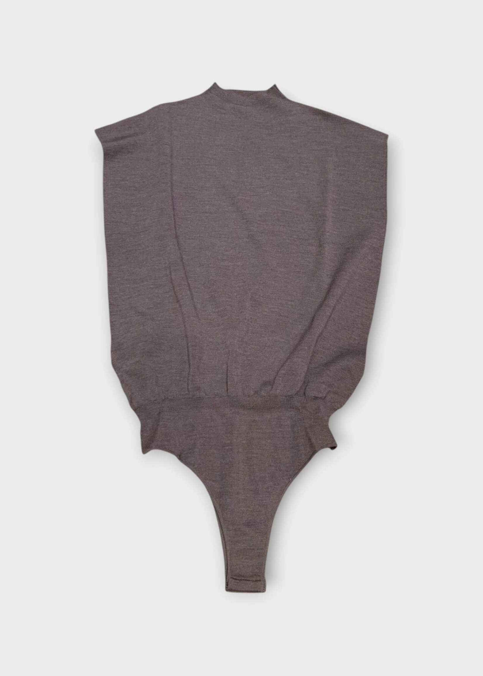 Alaia Alaia Top, Grey, Wool High Neck Cap Sleeves Square Body In Anthracite