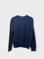 Alexandra Golovanoff Alexandra Golovanoff Knitwear, Navy, Coco Cashmere Crew Neck Pullover In Navy w/ Buttons Detail