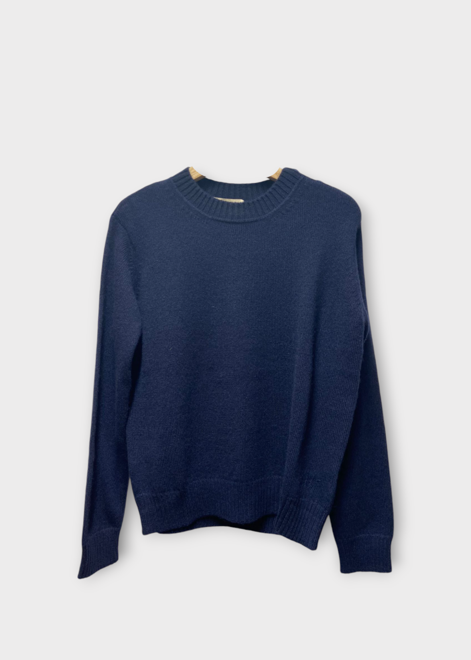 Alexandra Golovanoff Alexandra Golovanoff Knitwear, Navy, Coco Cashmere Crew Neck Pullover In Navy w/ Buttons Detail
