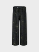 Dries Van Noten Dries Van Noten Trousers, Black, Puvis Bis Silk Georgette Wide Leg Trousers in Black w/ Abstract Floral Motif