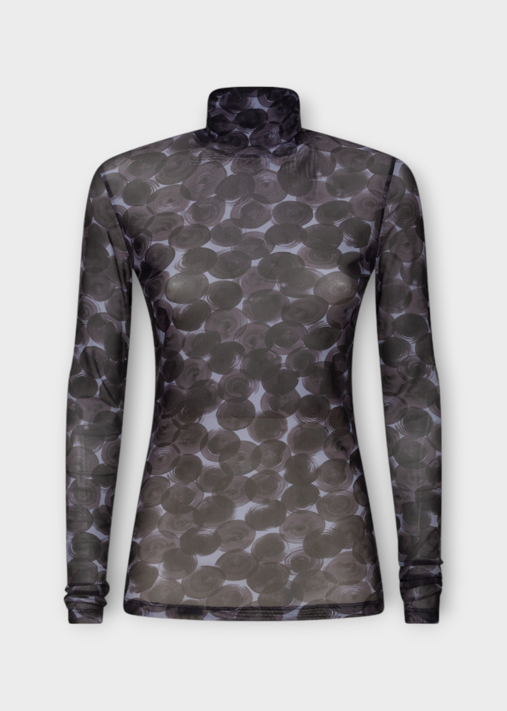 Dries Van Noten Dries Van Noten Top, Purple, Hoyser See Through Turtle Neck  Long Sleeve Top In Mauve w/ Hand Painted Polka Dots Print