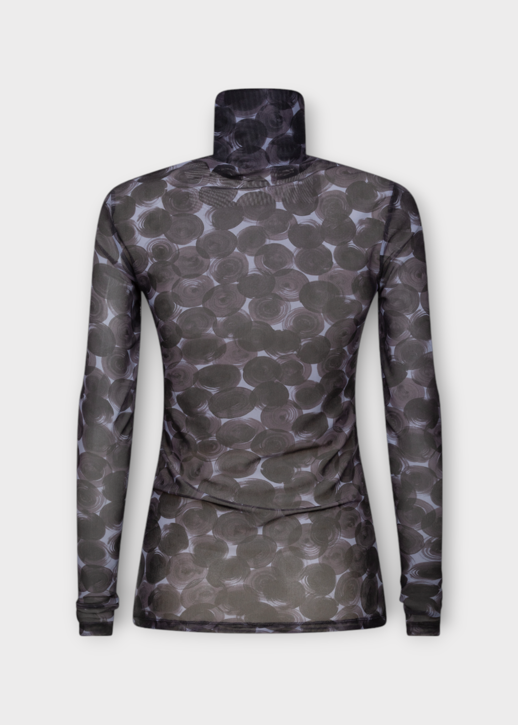 Dries Van Noten Dries Van Noten Top, Purple, Hoyser See Through Turtle Neck  Long Sleeve Top In Mauve w/ Hand Painted Polka Dots Print