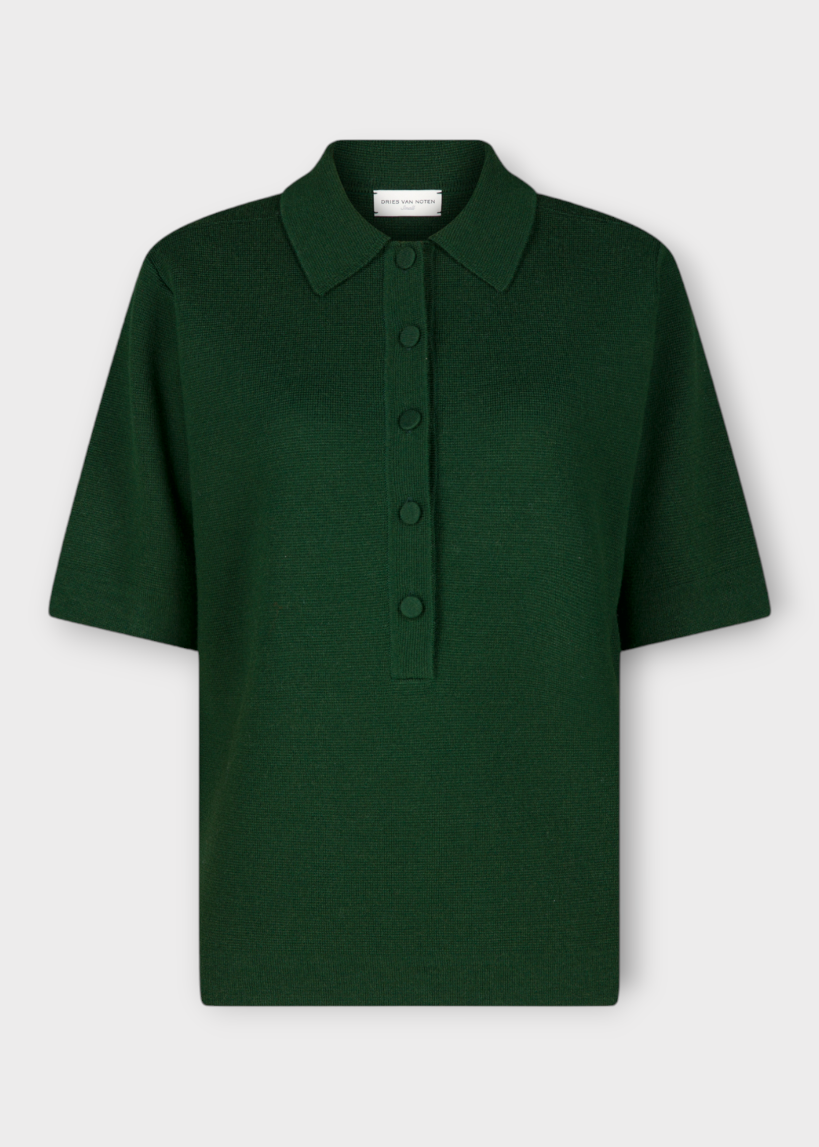 Dries Van Noten Dries Van Noten Polo, Green, Toamsa Wool Short Sleeve Top In Bottle