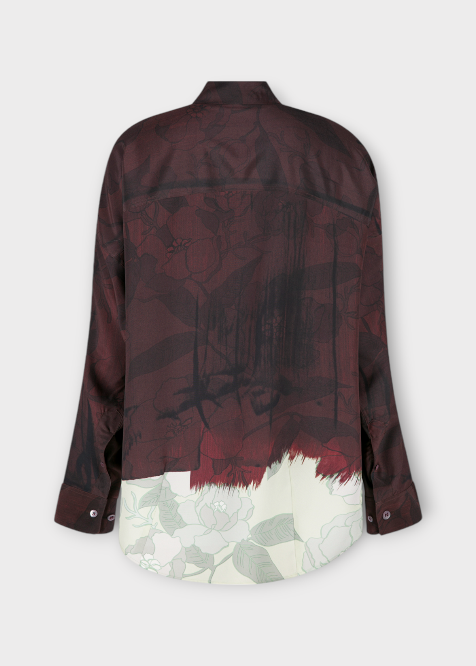 Dries Van Noten Dries Van Noten Shirt, Brown, Casio Silk Collared Buttoned Shirts In Brown w/ Allover Abstract Floral Motif Print