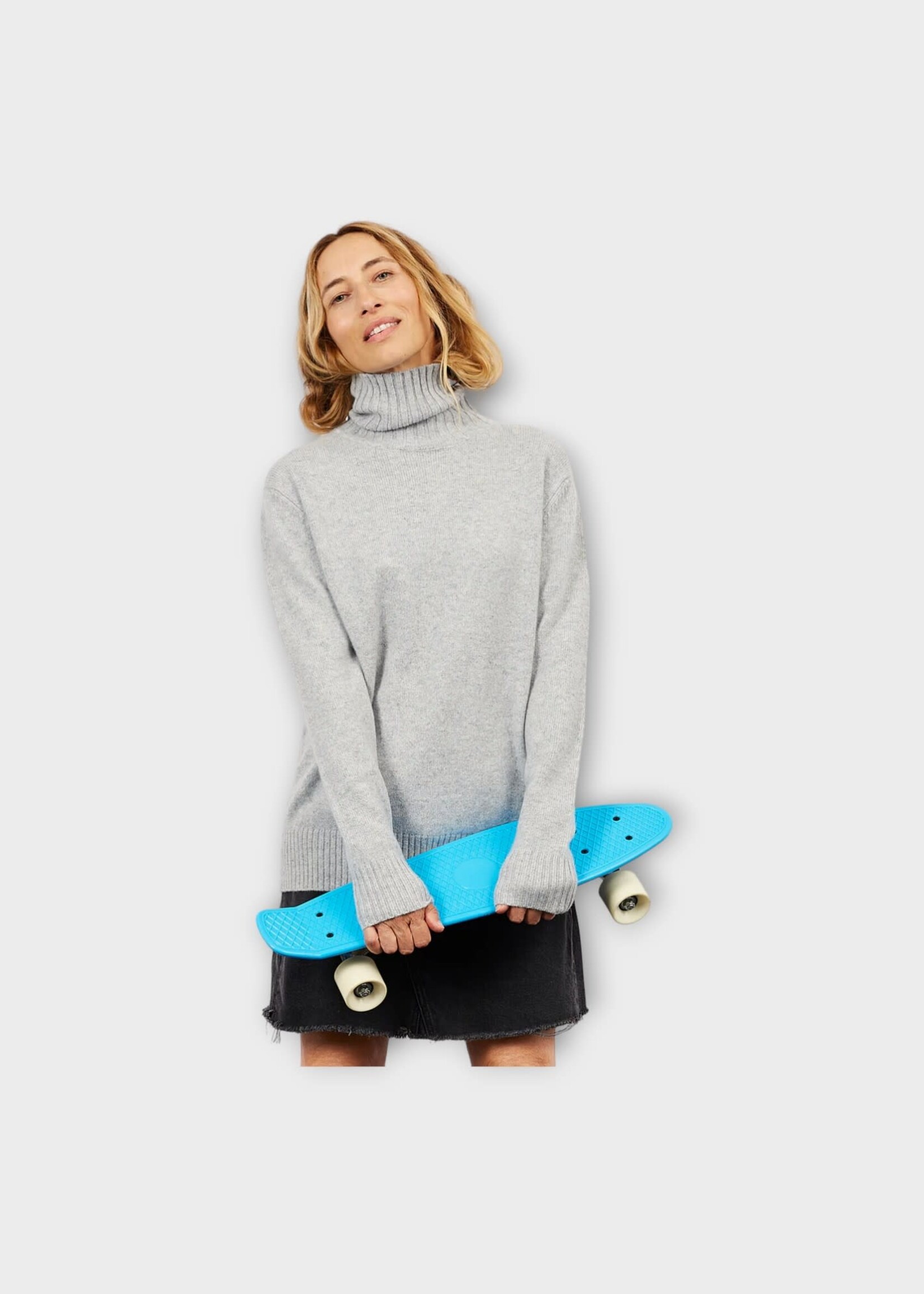 Alexandra Golovanoff Alexandra Golovanoff Knitwear, Grey, Pierre Cashmere Turtle Neck Pullover In Grey