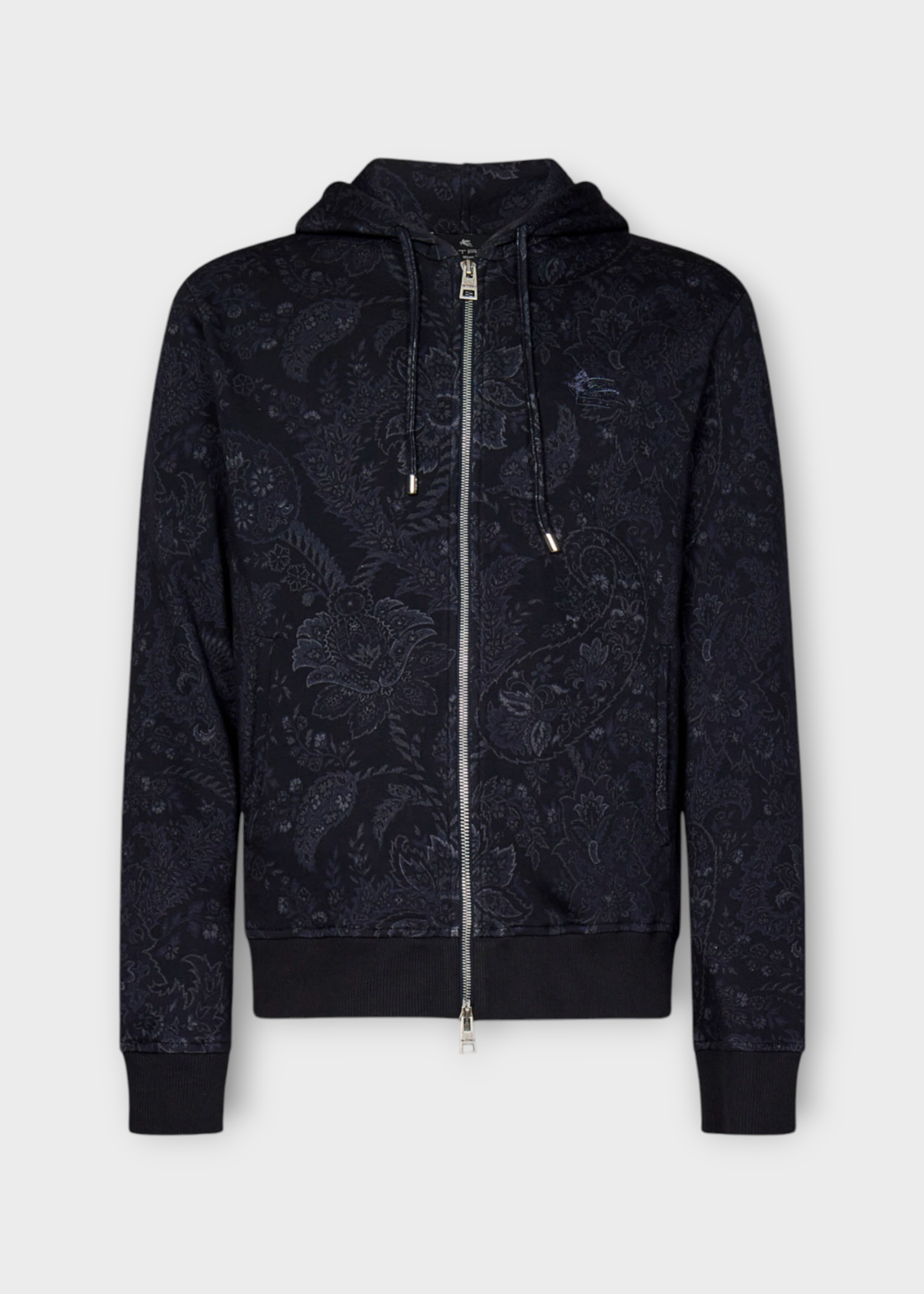 Etro Etro Sweatshirt, Black, Cotton Mix Zipped Hoodie w/ Paisley Print