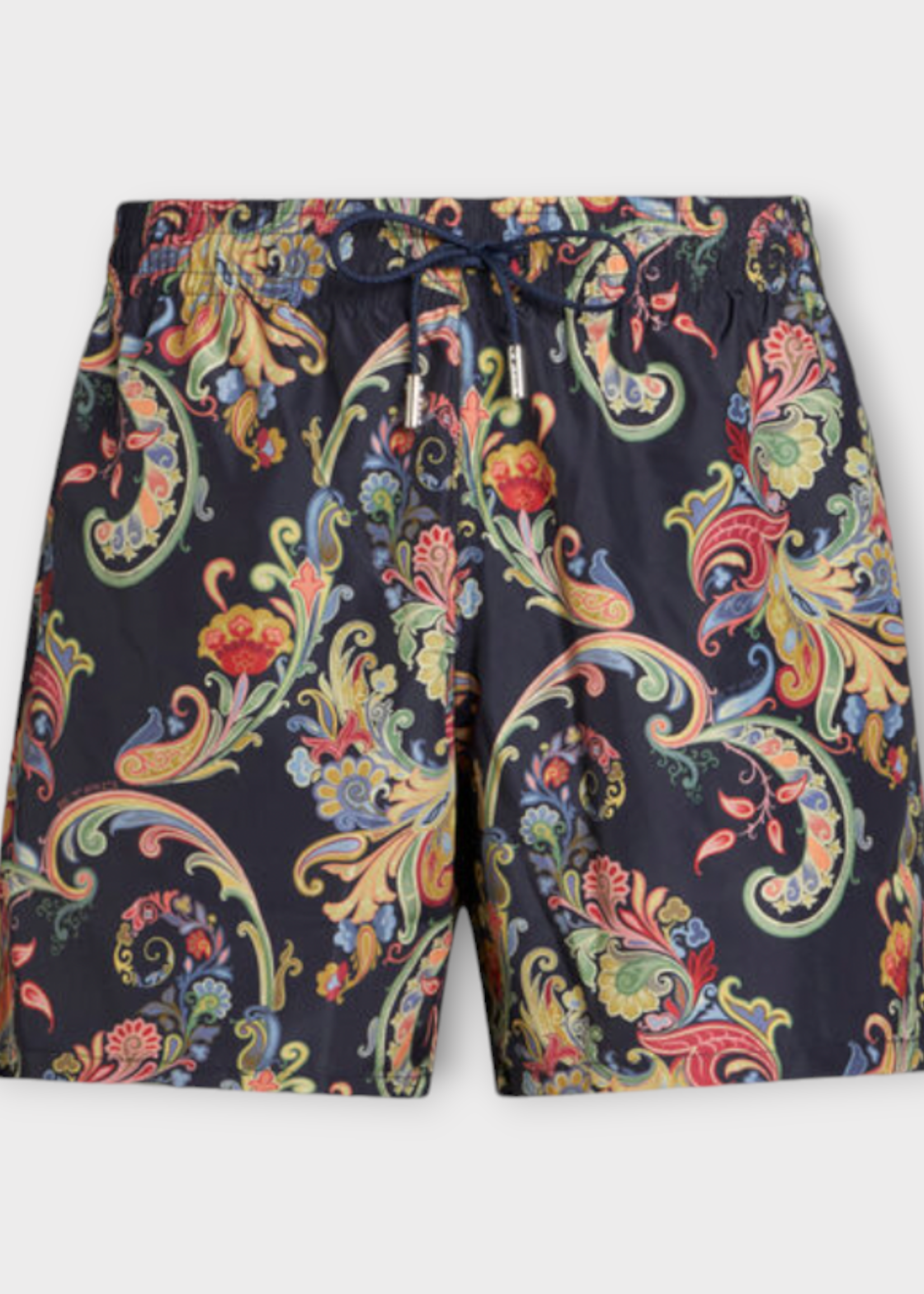 Etro Etro Swimwear, Print, Regular Fit Drawstring Waist Swim Shorts in Multicolour w/ Floral Paisley Print