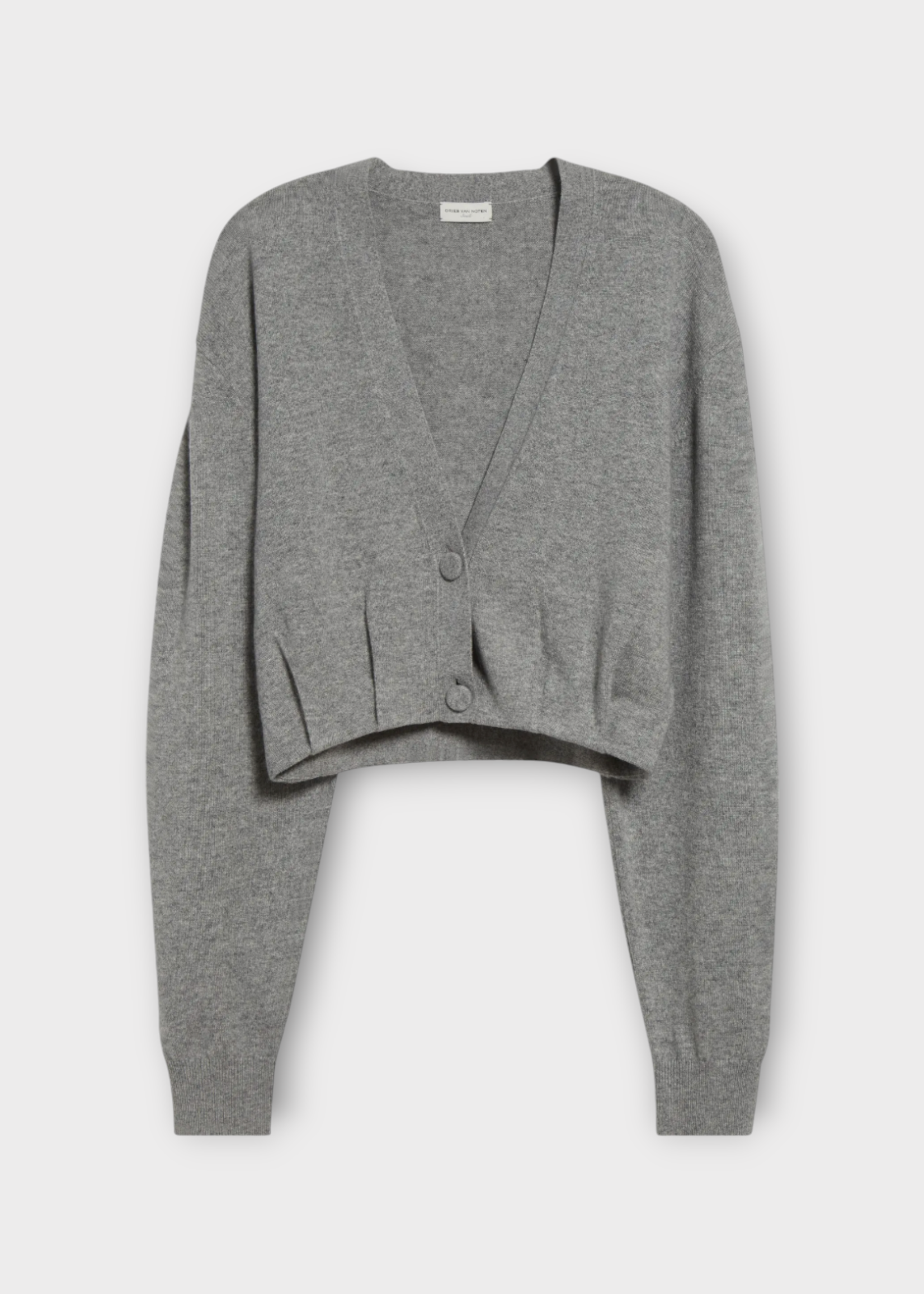 Dries Van Noten Dries Van Noten Knitwear, Grey, Taiga Wool V-Neck Buttoned Cropped Cardigan In Grey