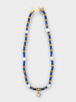 Wales Bonner Wales Bonner Necklace, Multi, Dream Recycled Necklace In Yellow & Blue w/ Swarovski Crystals and Tiger Eye