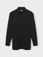Wales Bonner Wales Bonner Shirt, Green, Coda Wool Collared Tailoring Shirt In Dark Green w/ Chest Pocket