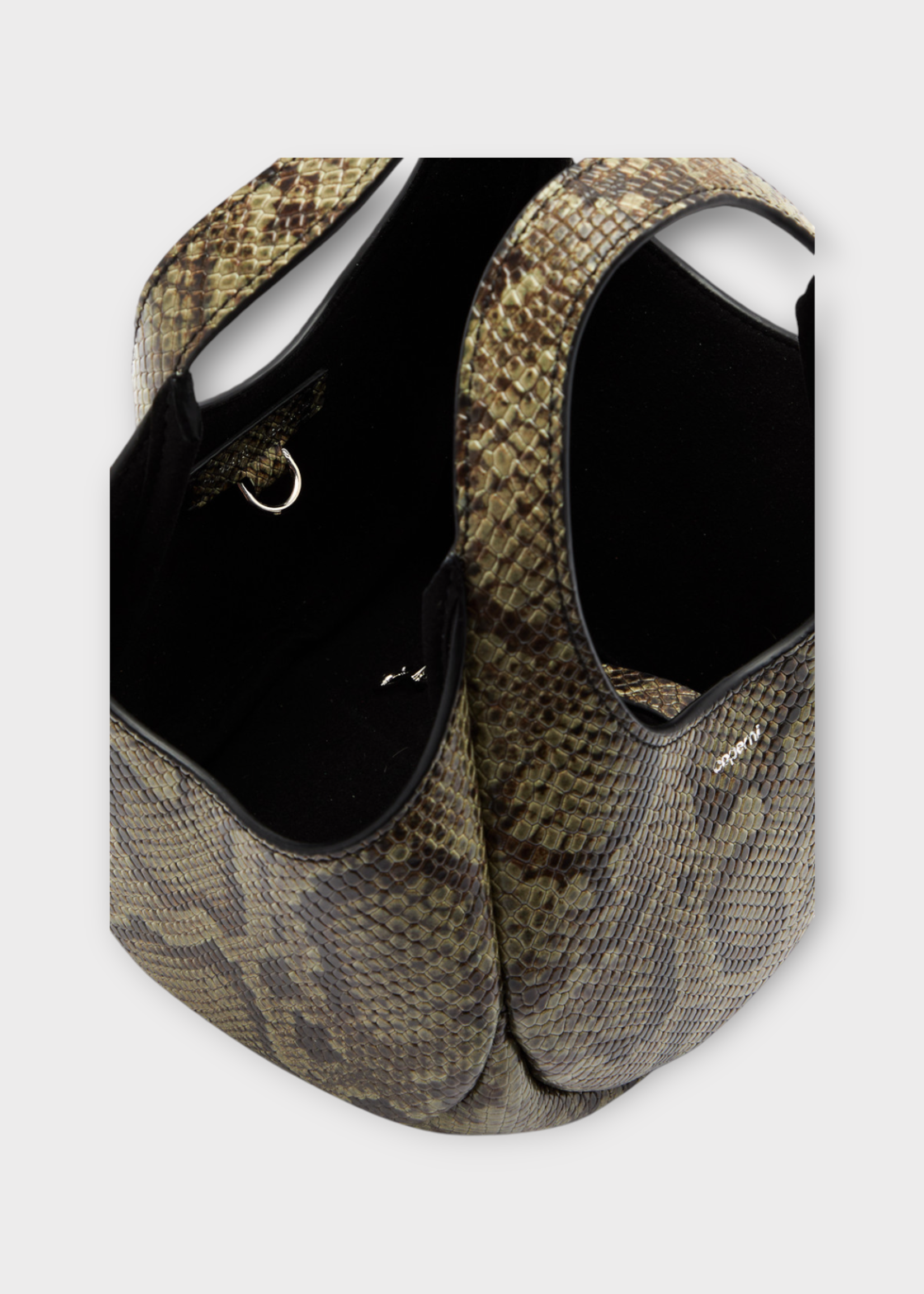 Coperni Coperni Bag, Green, Swipe Python Printed Leather Mini Bucket Bag In Green