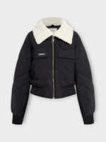 Coperni Coperni Jacket, Black, C+ Fitted Zipped Bomber Jacket In Black w/ Faux Fur Contrast Collar