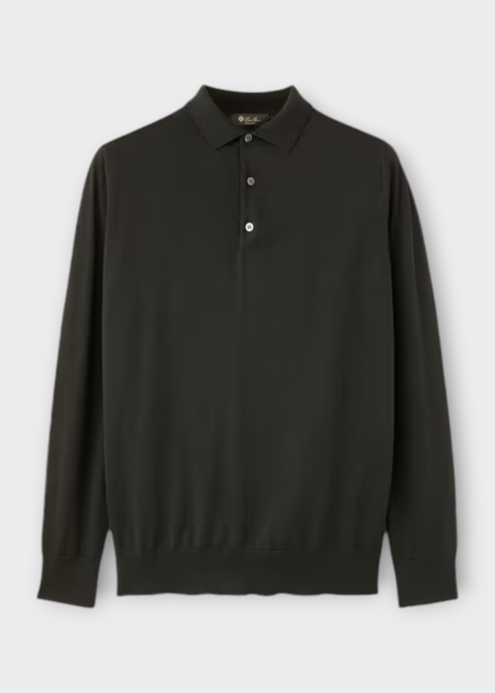 Loro Piana Loro Piana Knitwear, Grey, Virgin Wool Long Sleeve Polo Knitwear In Onyx