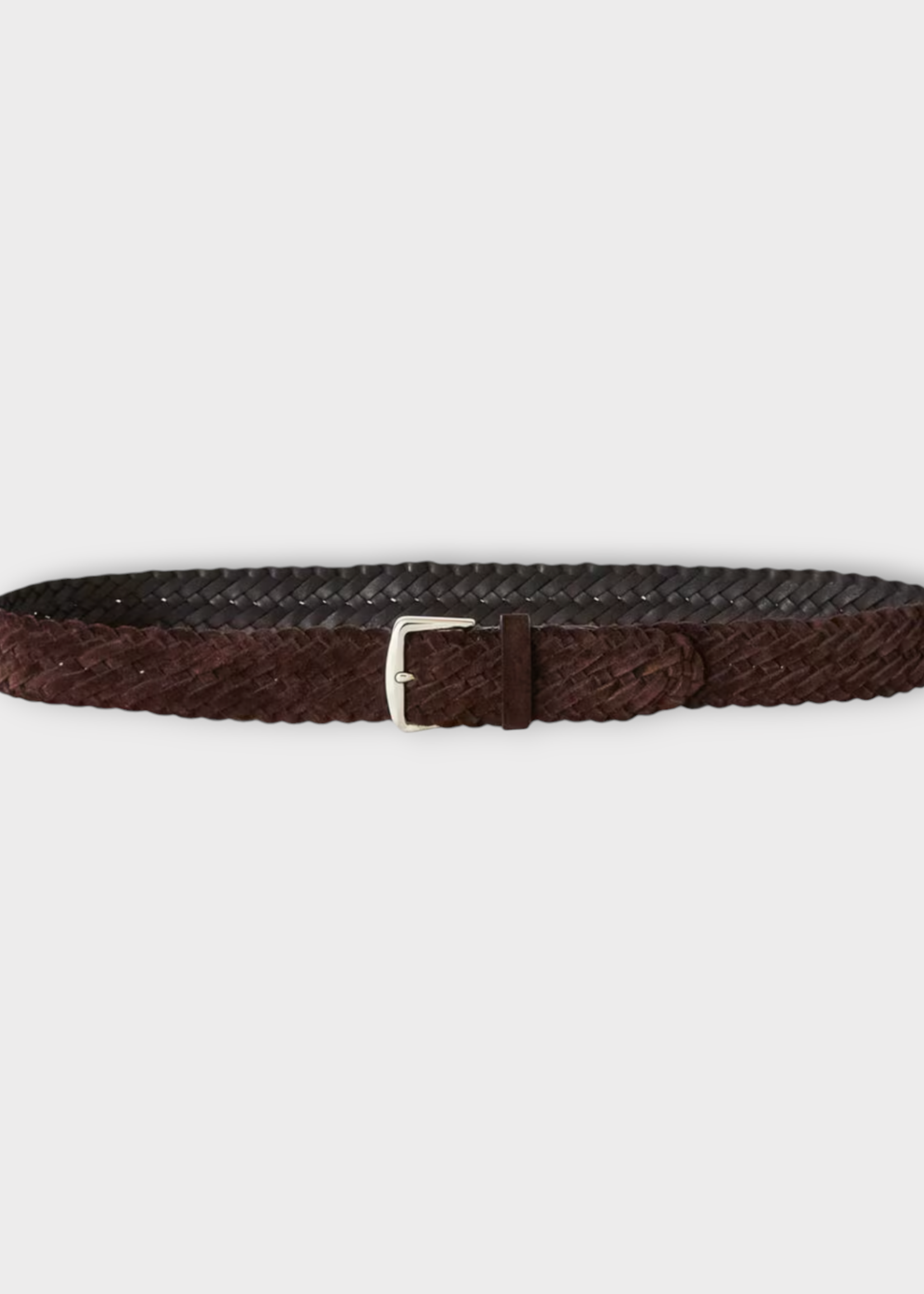 Loro Piana Loro Piana Belt, Brown, Alsavel Suede Braided Belt In Chocolate