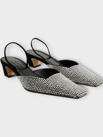 Khaite Khaite Heels, Black, Roosevelt Slingback Pump Heels w/ Rhinestones Embellishment